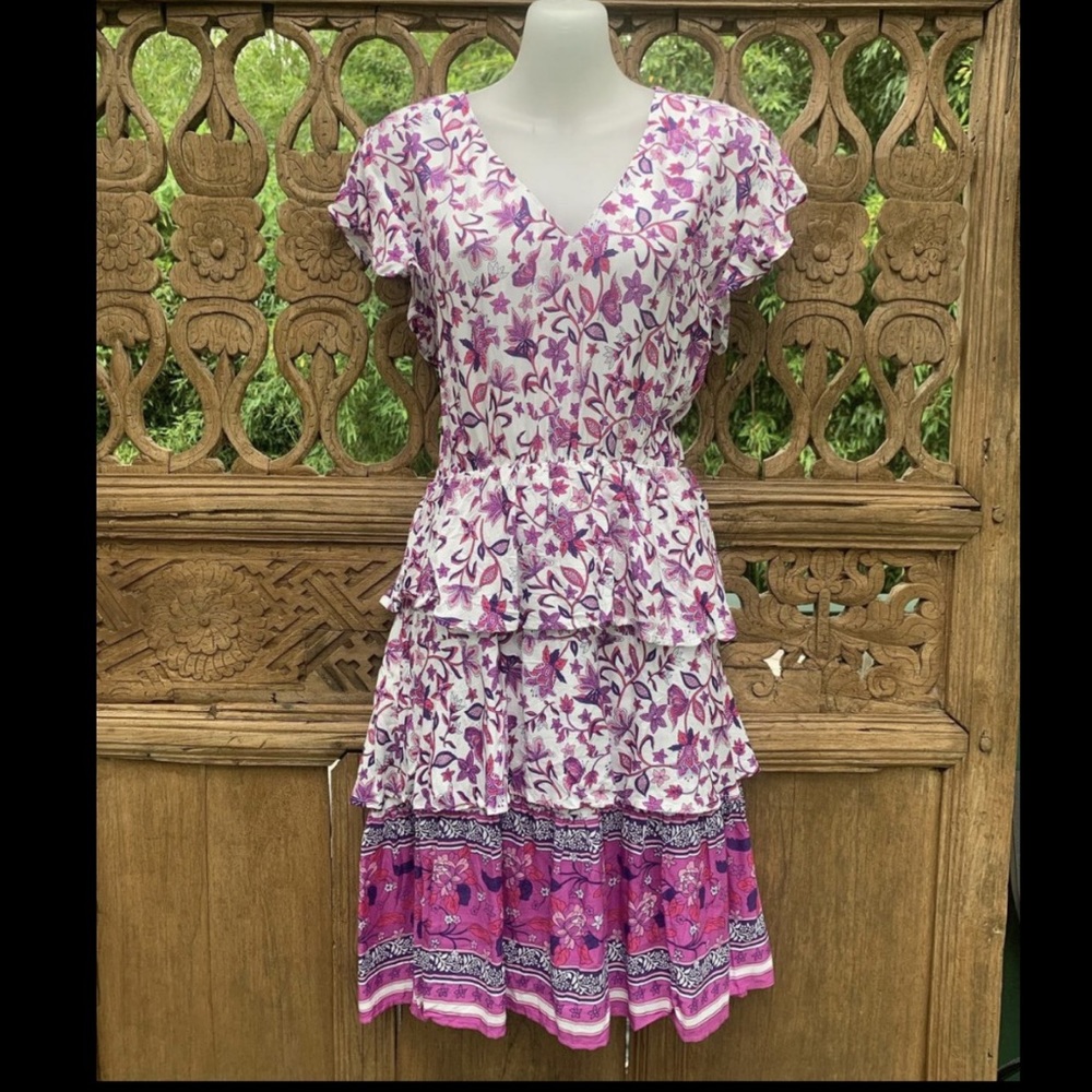 SHEIN Purple\Pink Floral Butterfly Boho Midi Dress - Picture 1 of 3